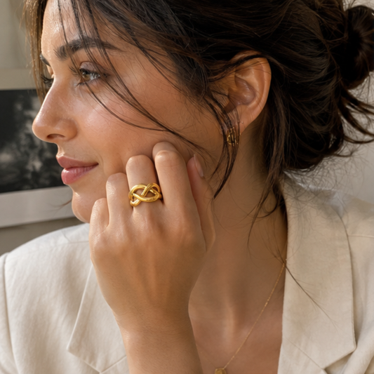 18K Gold Plated Infinity Knot Statement Ring