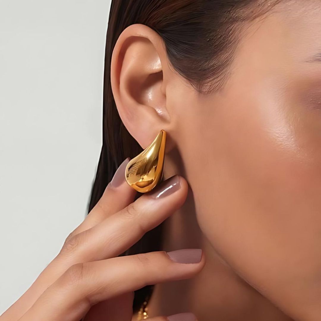 Tear Drop Golden Earring - Just Rs. 49