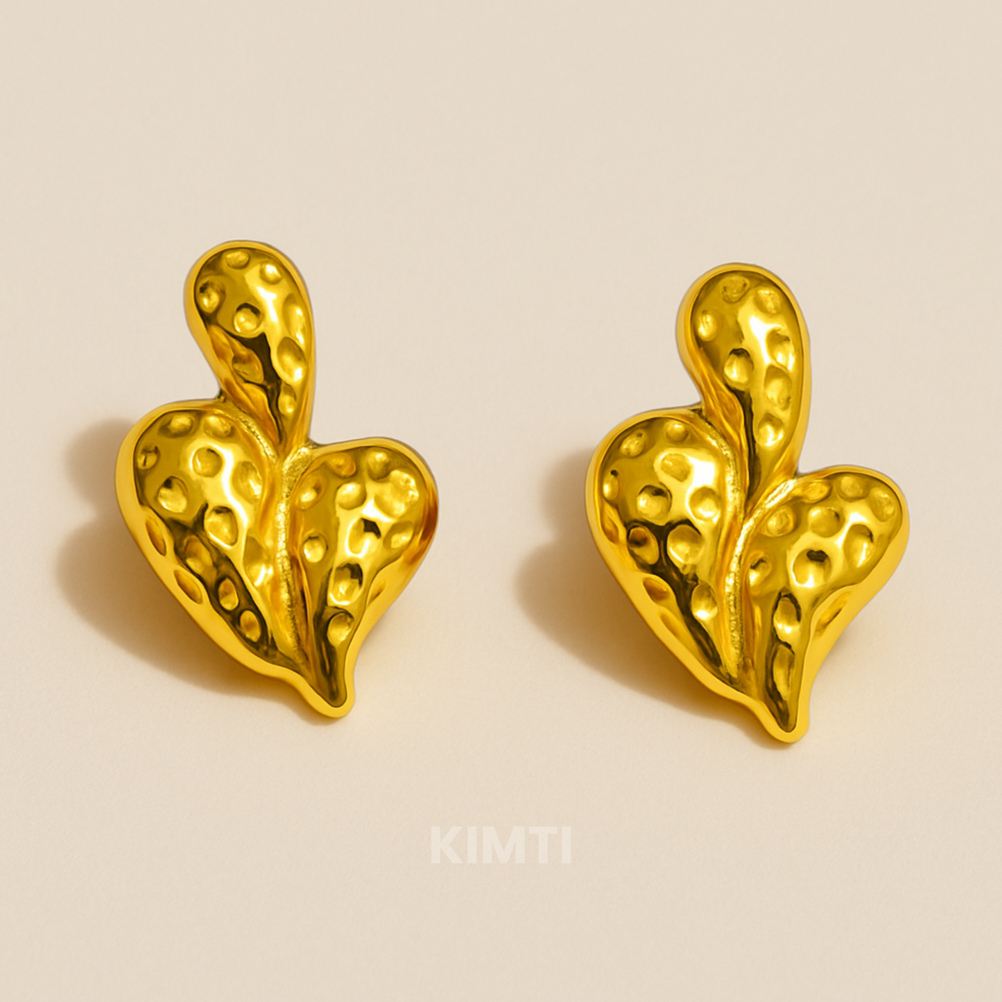 18K Gold Plated Studded Heart Anti Tarnish Earrings