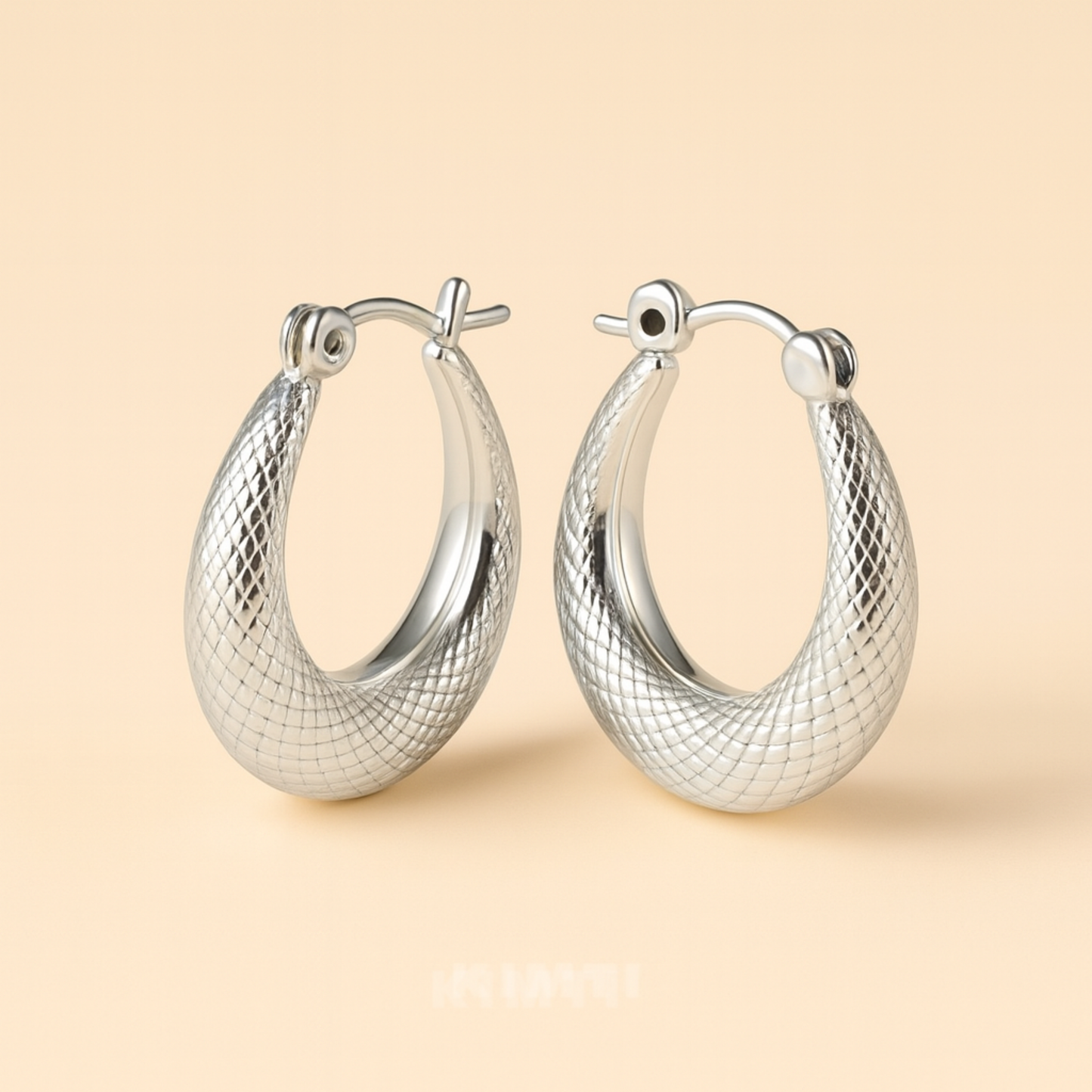 Anti-Tarnish Mesh Embossed Hoop Earrings