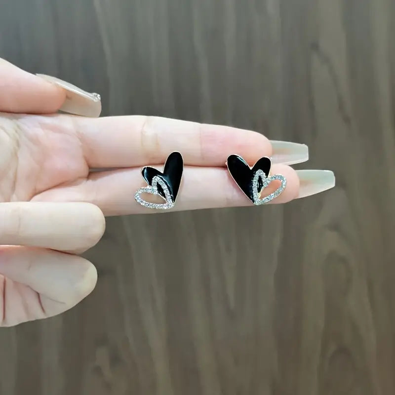 Heart’s Desire Charms Black Stud Earring