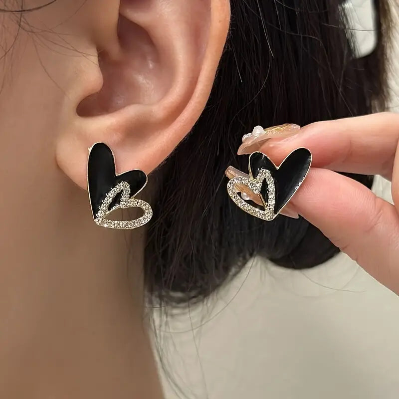 Heart’s Desire Charms Black Stud Earring