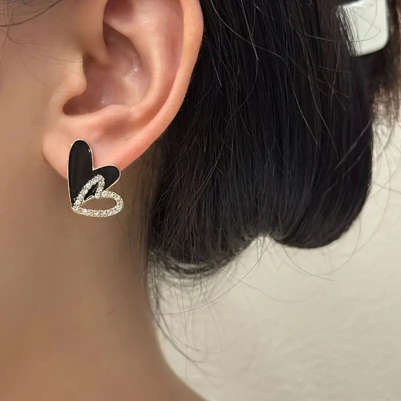 Heart’s Desire Charms Black Stud Earring