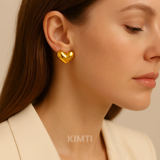 Melting Heart Golden Stud Earring