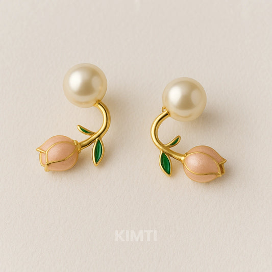 Rs 49 Pink Tulip Pearl Stud Earrings