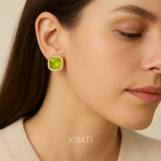 Classic Green Emerald Stud Earring