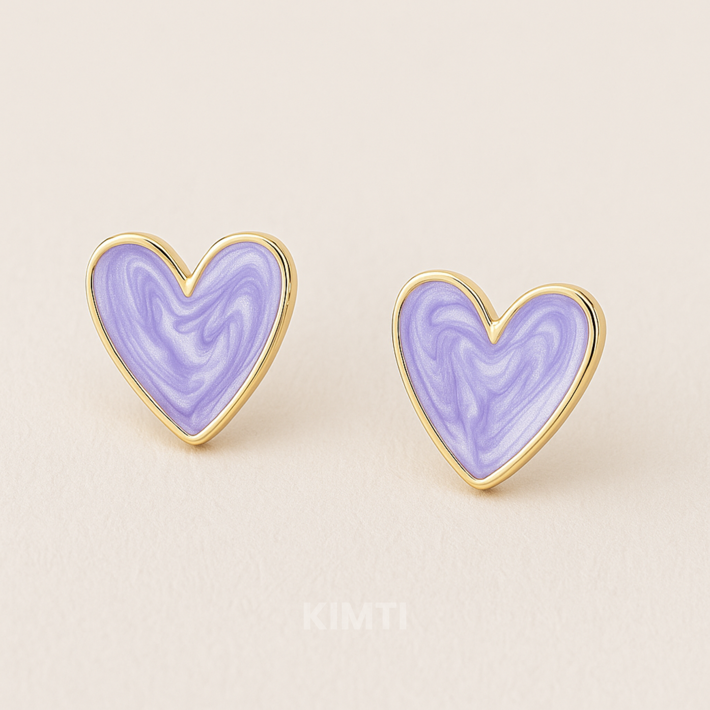 Purple Heart Shape Stud Earring
