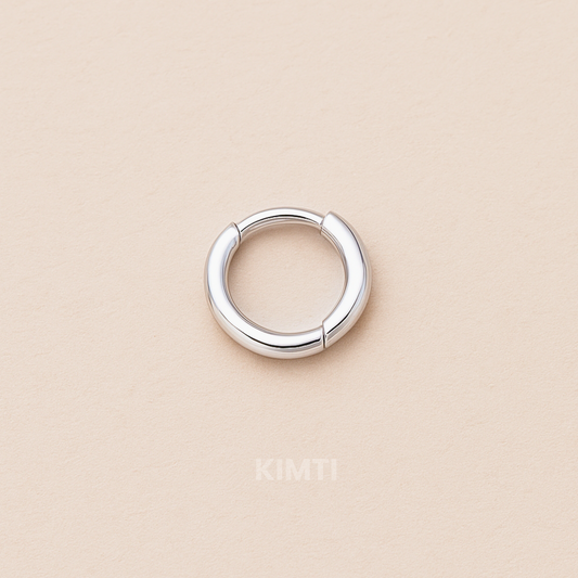 Men - Silver Hoop Earring - One Side