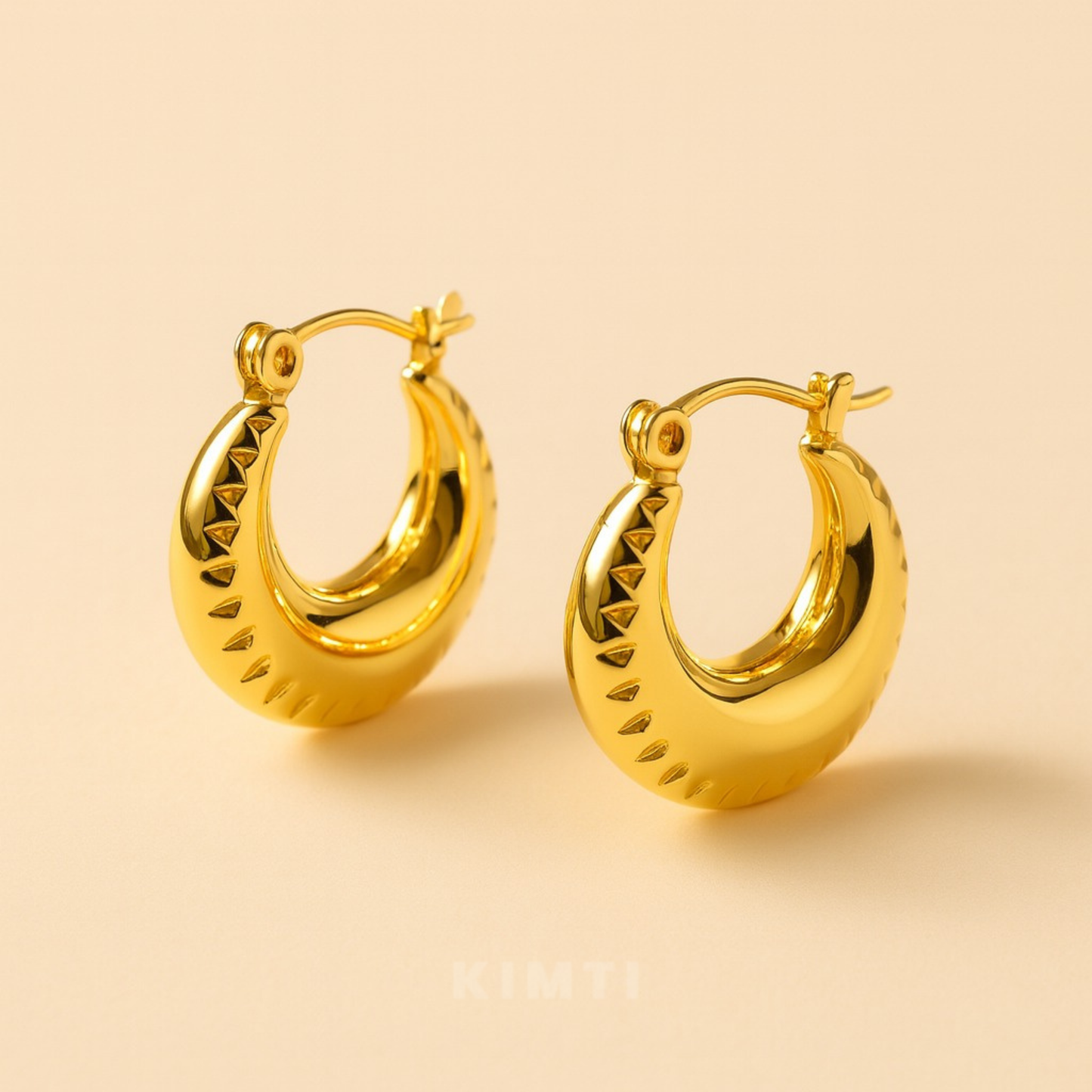 18K Gold Plated Bold Tribal Hoops