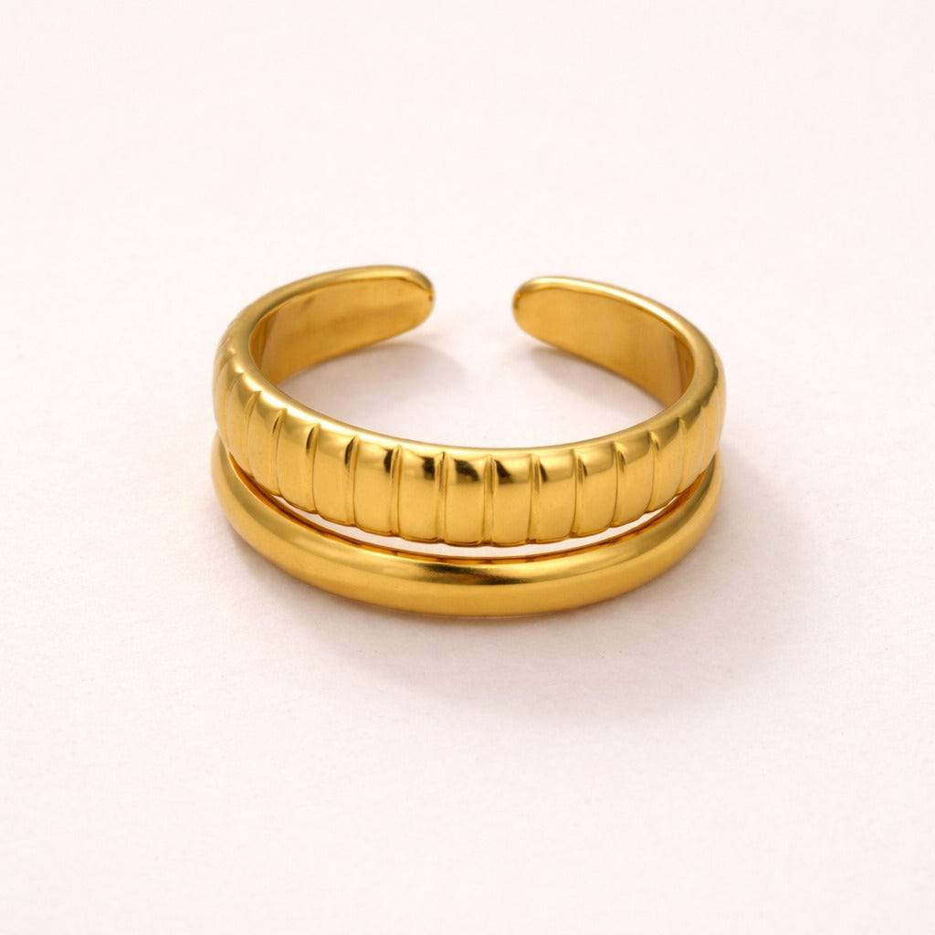 18k Gold Plated Double String Ring