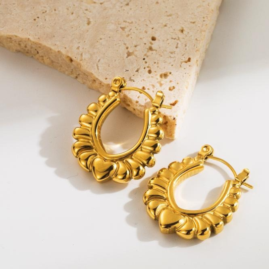 18K Gold Plated Designer Love-Inspired Gold Hoop Earrings