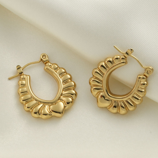 18K Gold Plated Designer Love-Inspired Gold Hoop Earrings