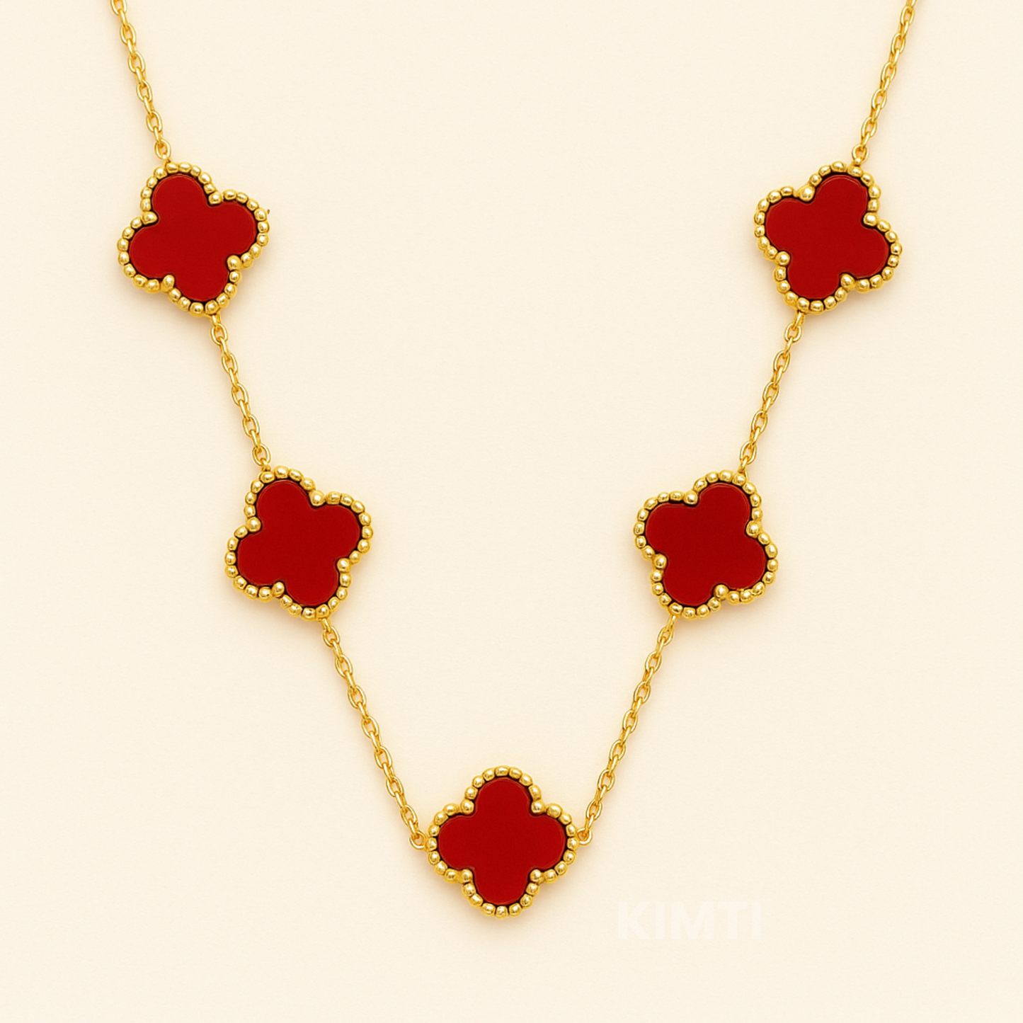 Red Dreamy Clover Anti Tarnish Necklace