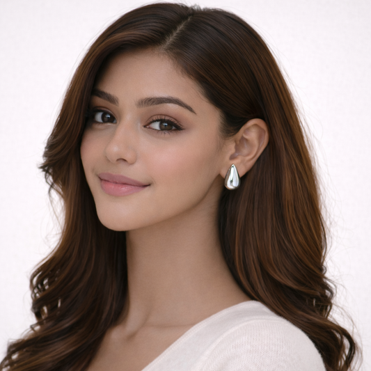 Silver Teardrop Stud Earring