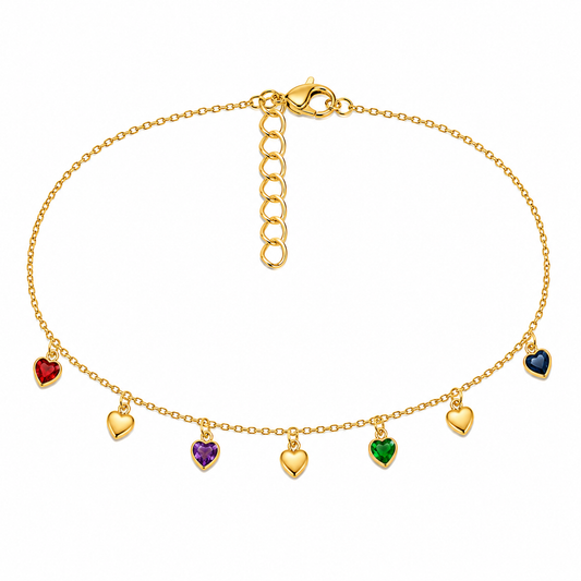 Gold Plated Heart Charm Anklets