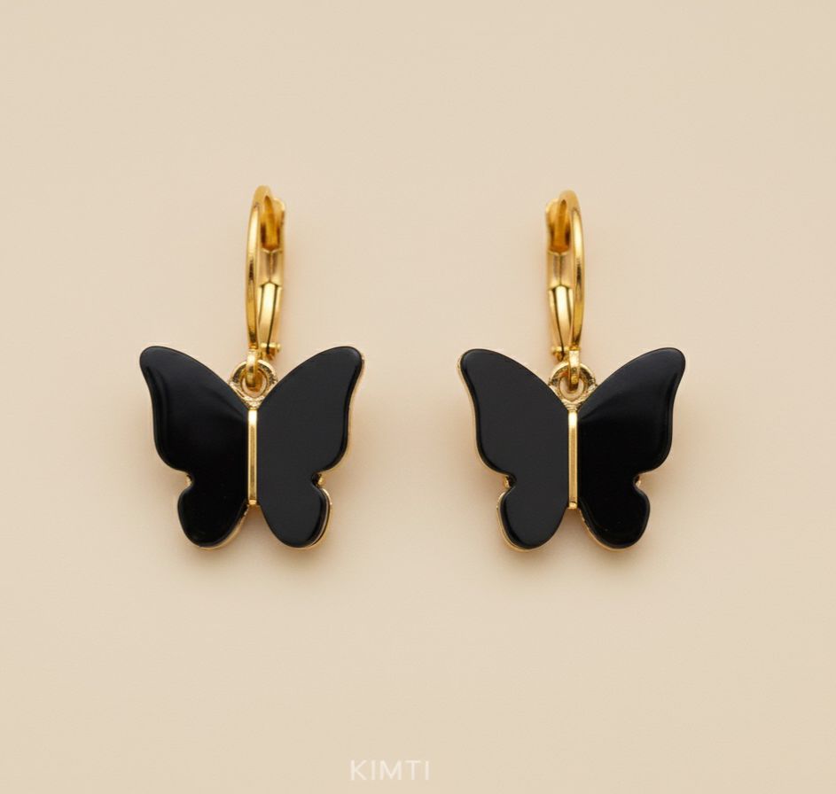 Ebony Charm Butterflies Earrings