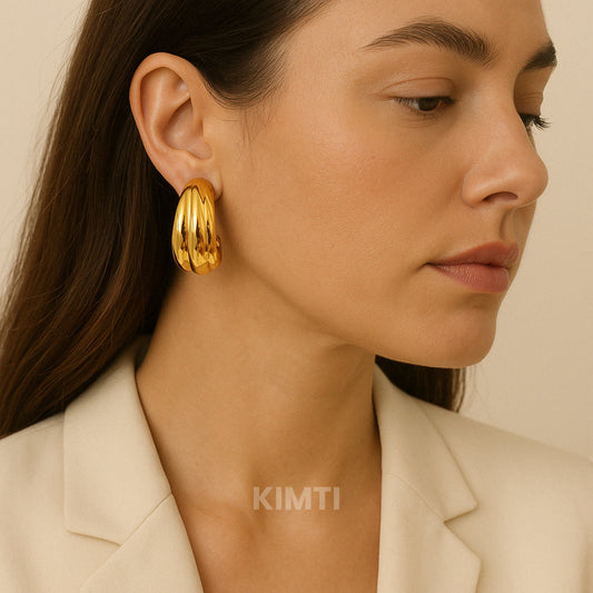 C Cut Gold Hoop Earring