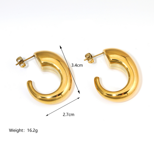 18K Gold Plated Cute Modern Hoops Anti Tarnish Earring