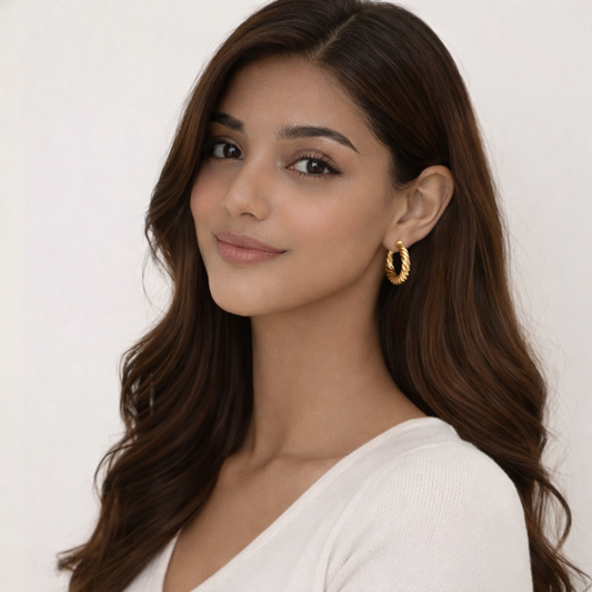 18K Gold Plated Chunky Twist Hoop Anti Tarnish Earring