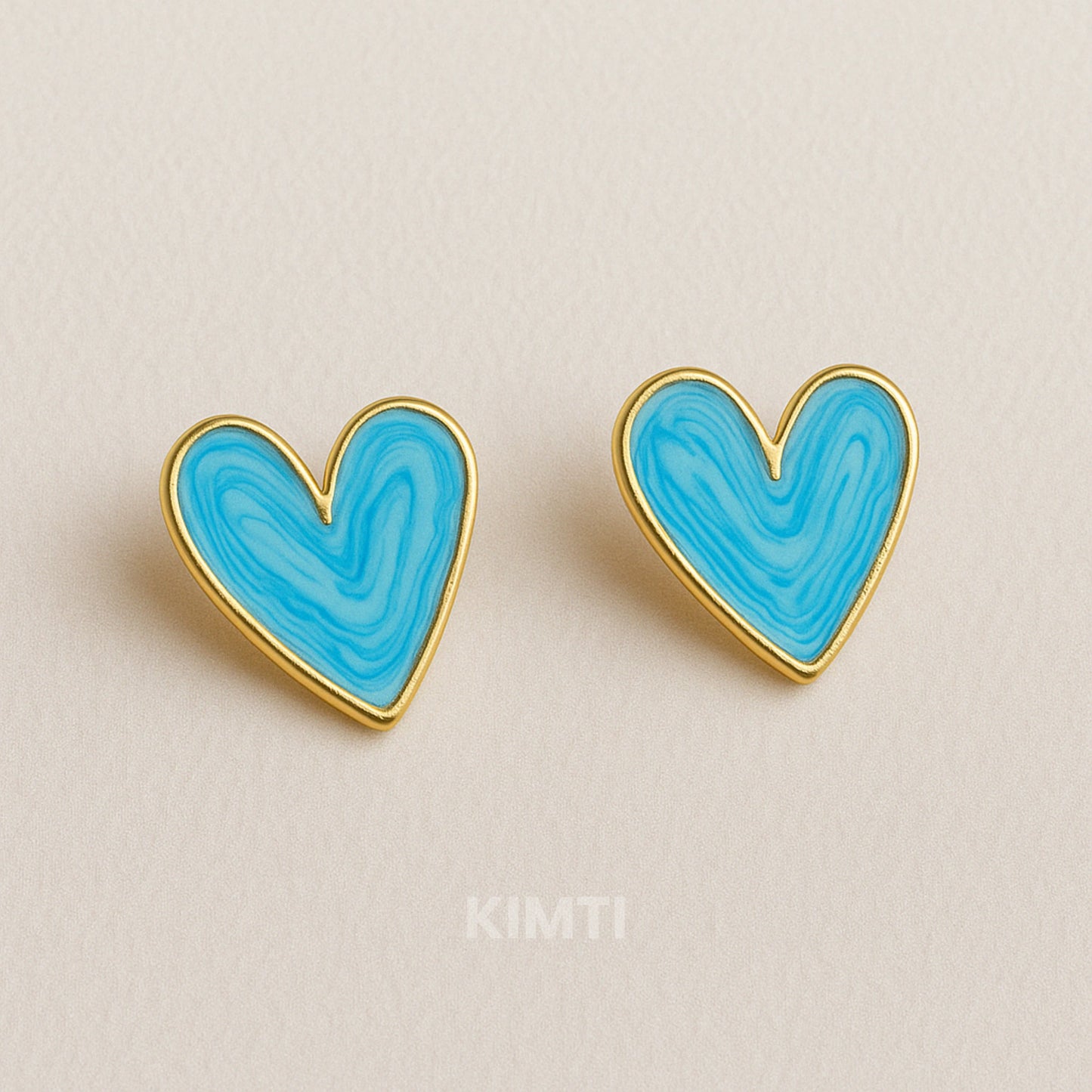 Blue Heart Shape Stud Earring