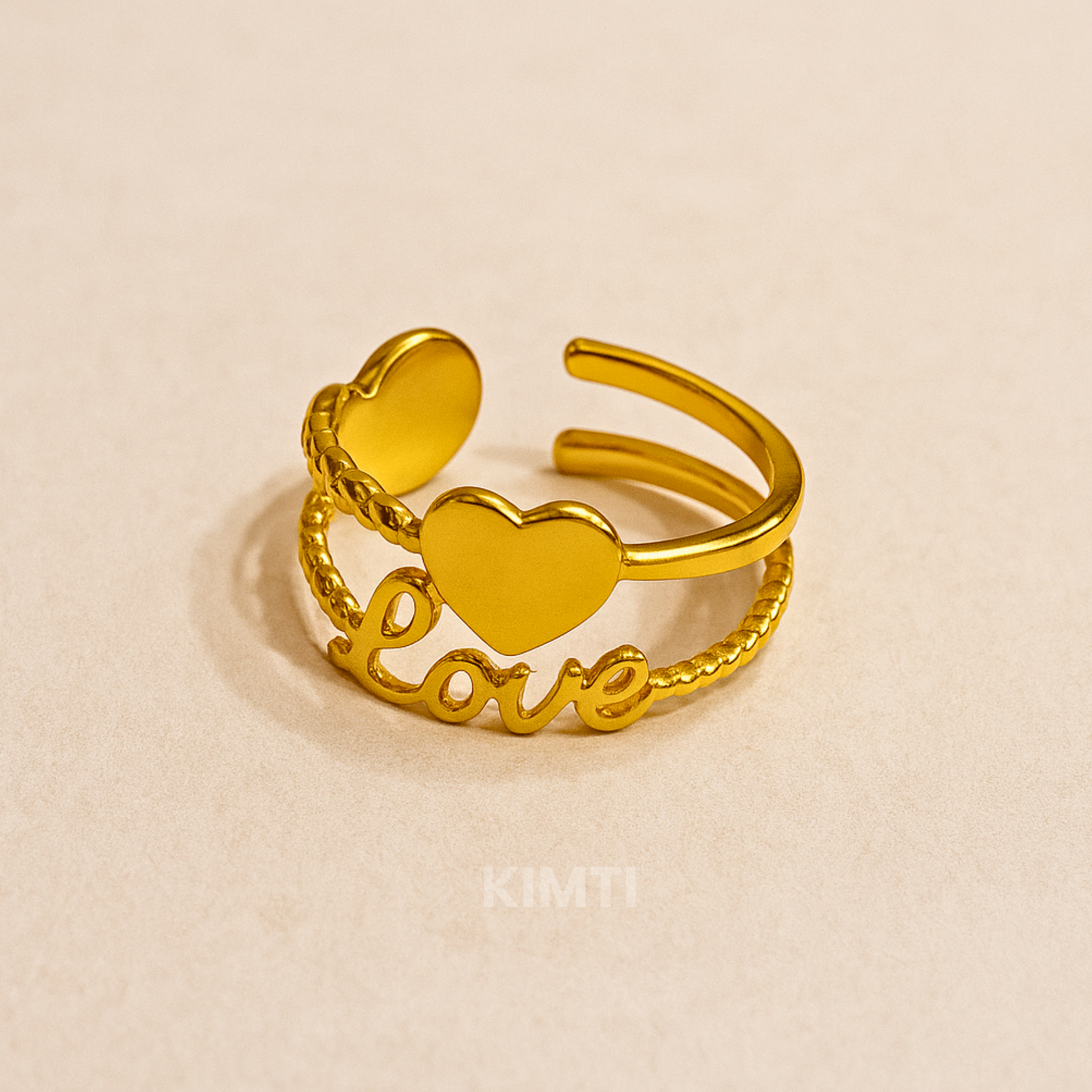 18k Gold Plated Heart And Love Ring