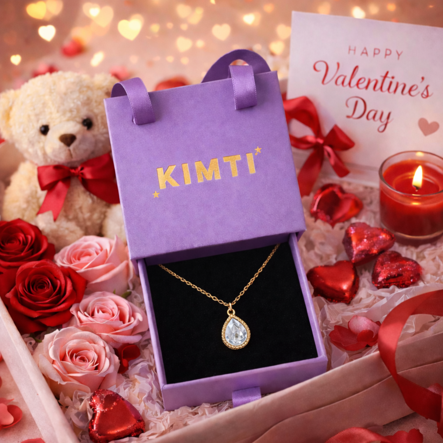 18K Gold Plated Crystal Drop Necklace