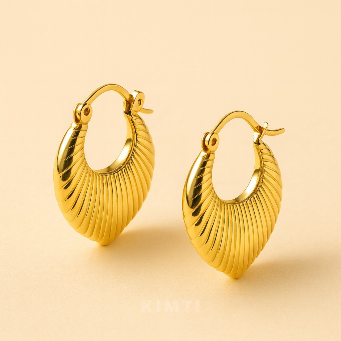 18K Gold Plated Ribbed Luxe Hoops