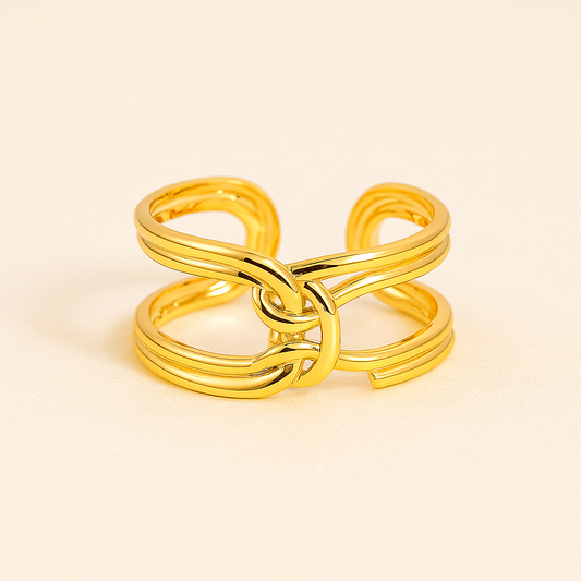Eternal Knot 18K Gold Adjustable Ring