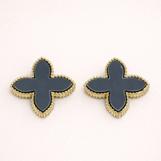 Royal Noir Clover Earrings