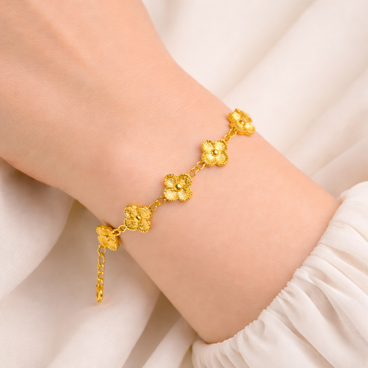 18K Gold Plated Clover Golden Bracelet