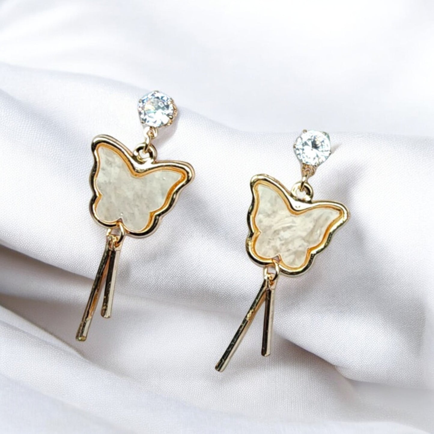 White Butterfly Dangler Drop Earring