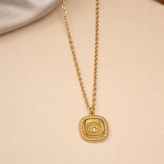 18k Gold Plated Protective Nazar Coin Necklace