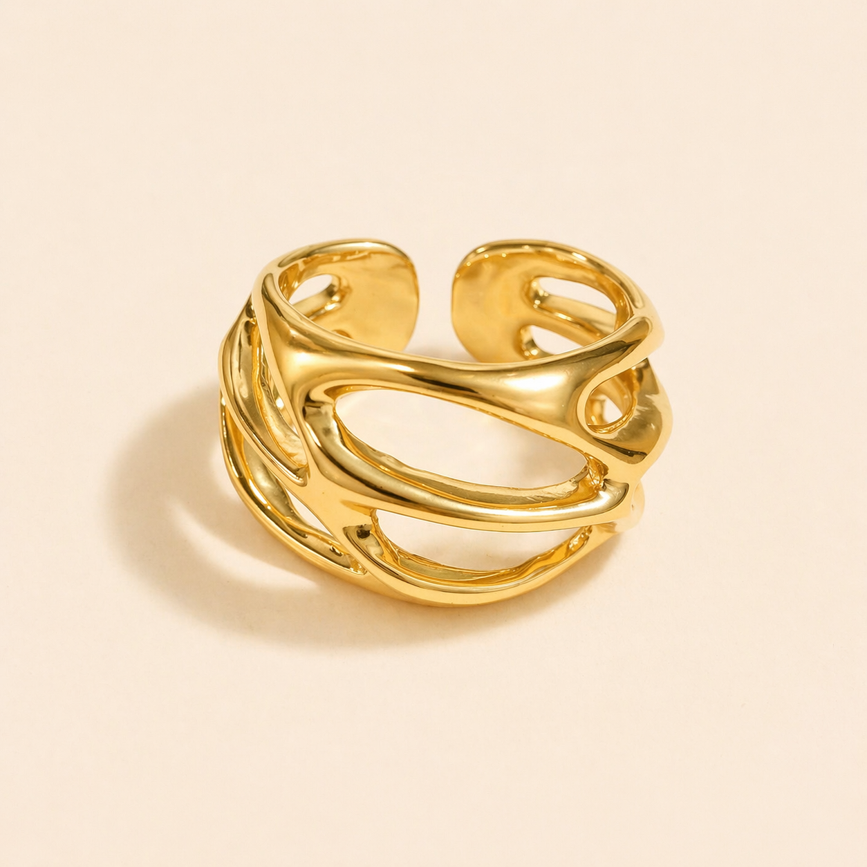 18K Gold Plated Nova Curve Ring