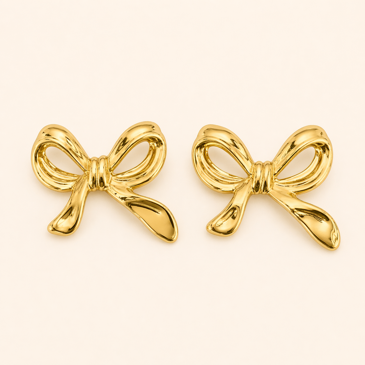 18k Gold Plated Bow Stud Earrings