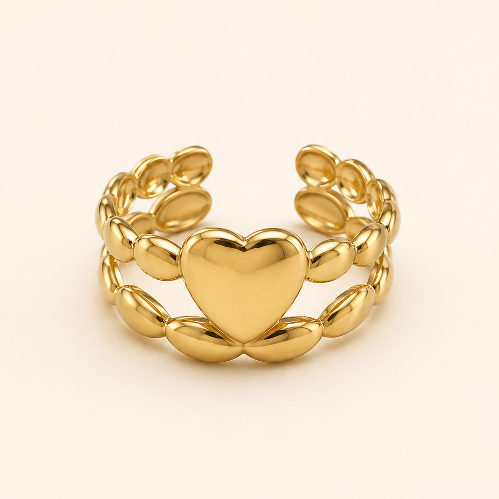 18K Gold-Plated Lustre Heart Band Ring