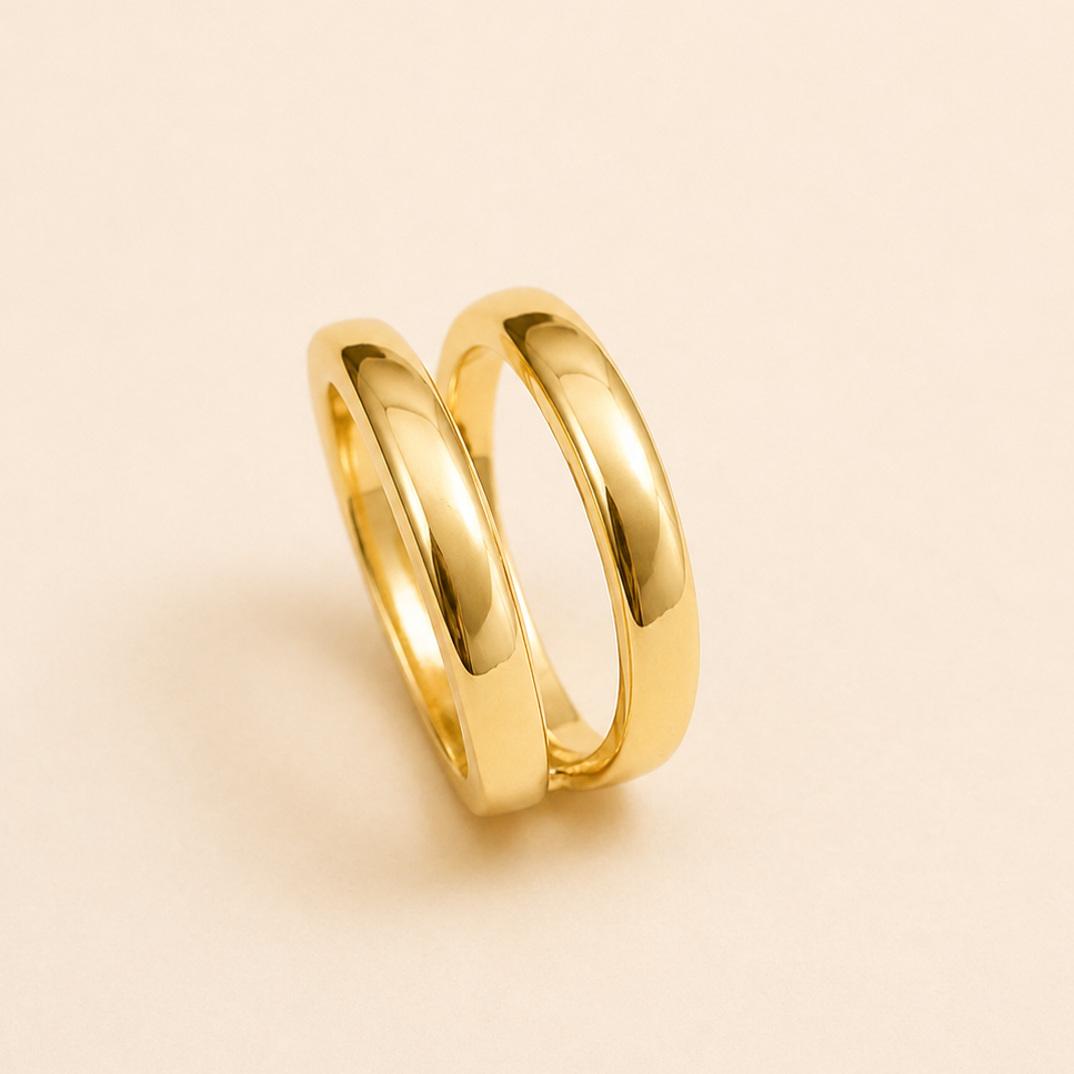 18K Gold Plated Twist Edge Band Ring