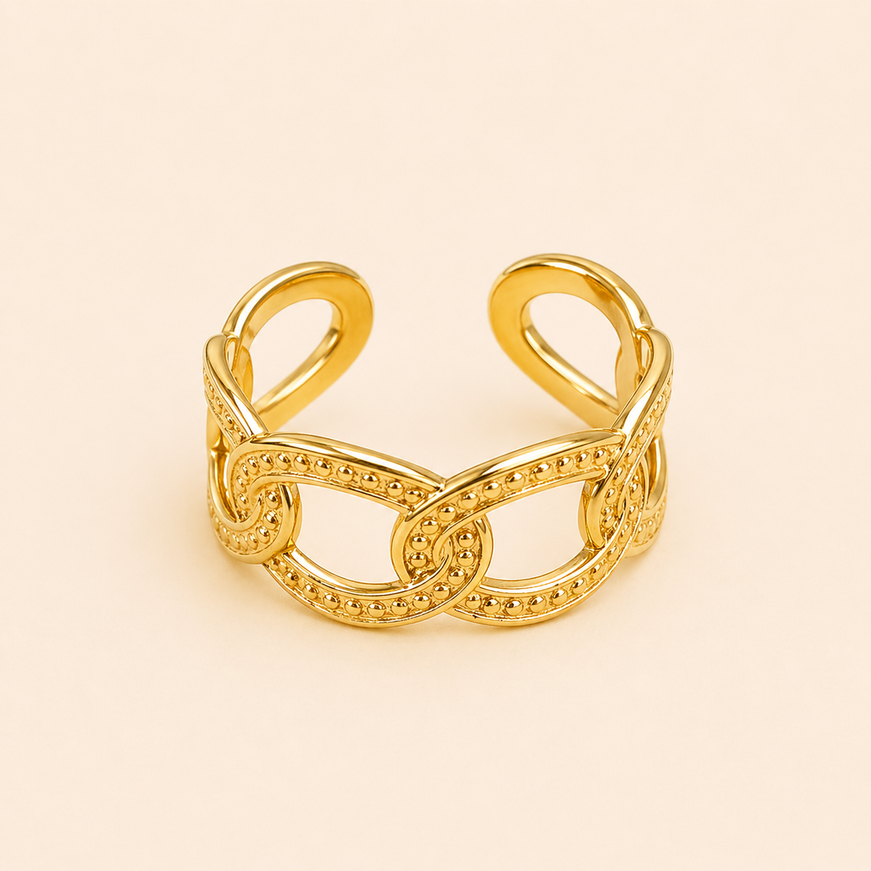 18K Gold-Plated Hollow Oval Cross Ring