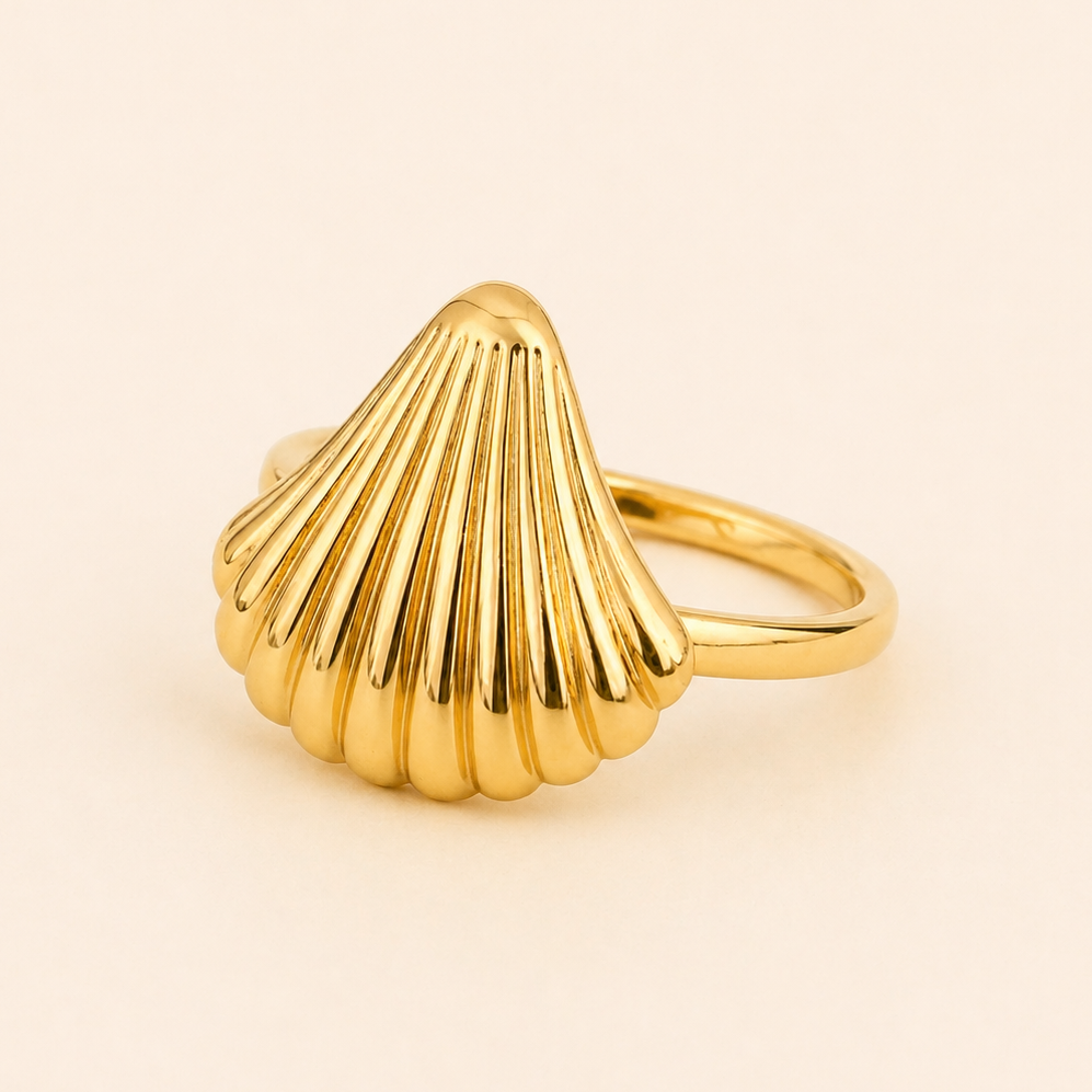18K Gold Plated Chunky Concha Ring