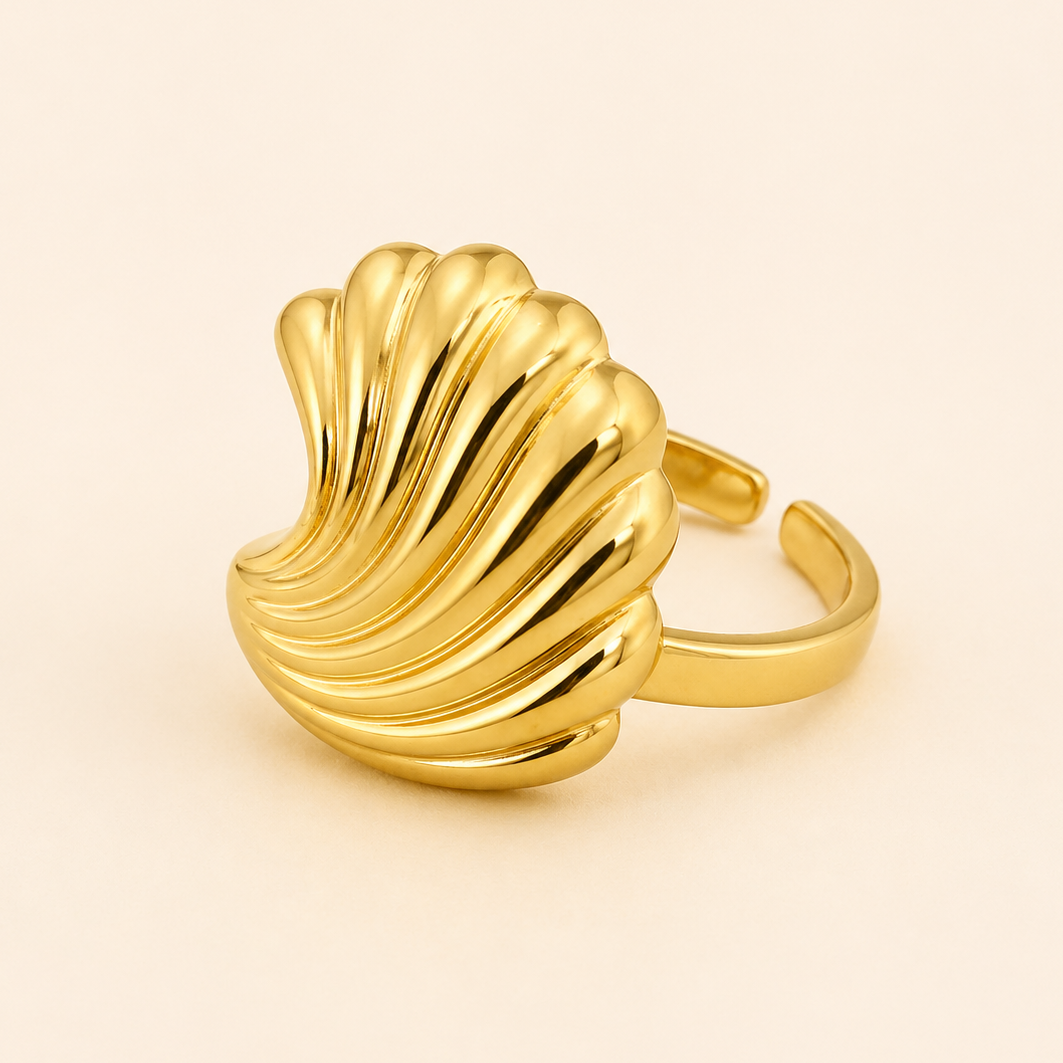 18K Gold Plated Chunky Shell Ring
