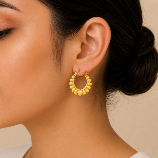 18K Gold Plated Designer Love-Inspired Gold Hoop Earrings