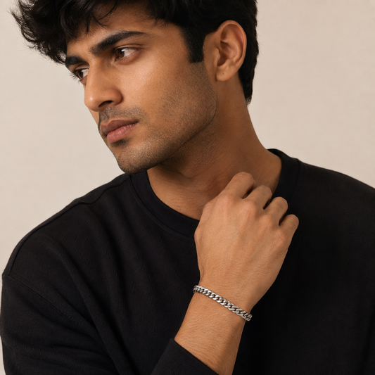 Men -Silver-Plated Link Bracelet