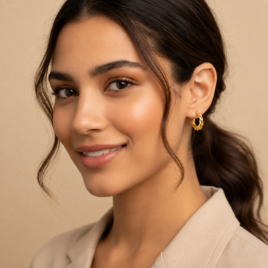 18k Gold Plated Croissant Hoop Earring