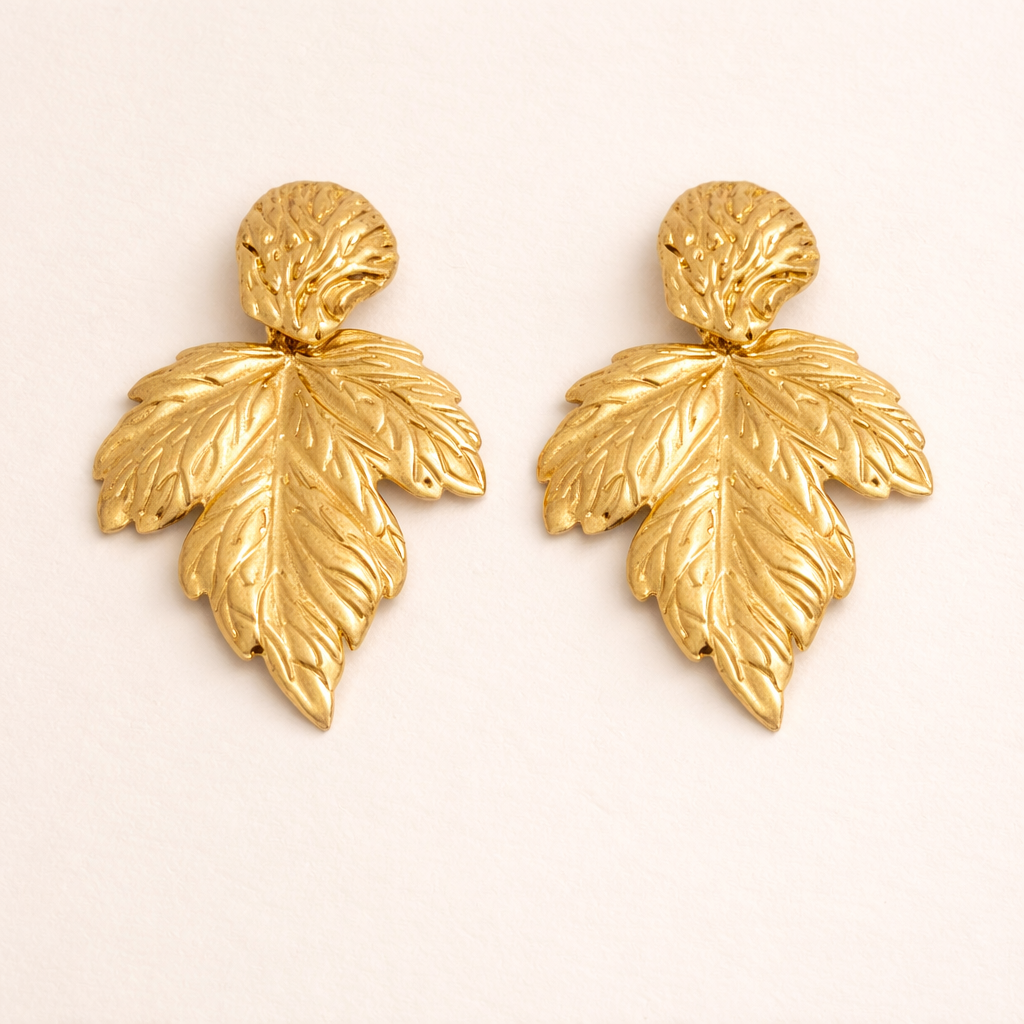 18K Gold Plated Auric Leaf Bloom Earring