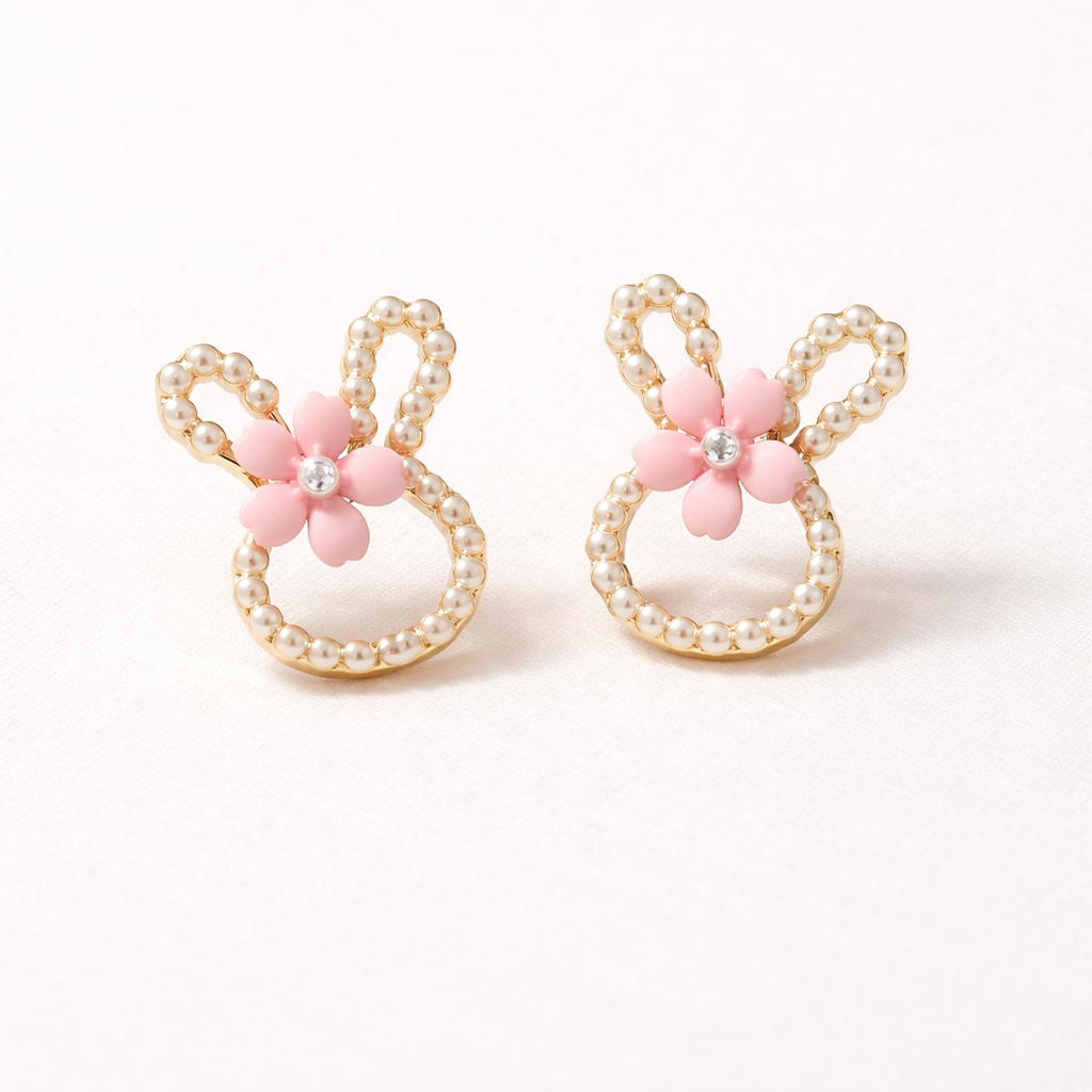 Rabbit Tiny Pearl Stud Earring