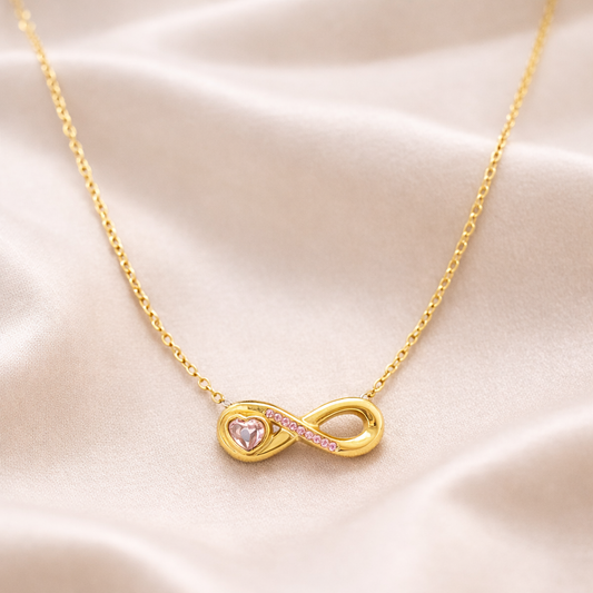 18K Gold Plated Infinity Heart Charm Necklace