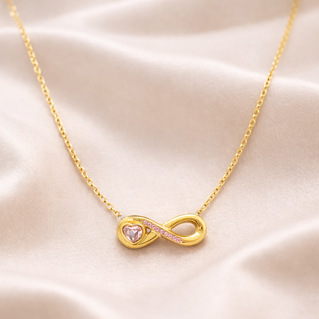 18K Gold Plated Infinity Heart Charm Necklace