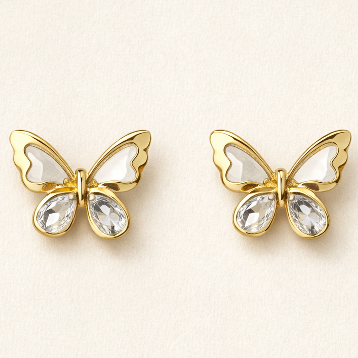 Golden Flutter Butterfly Studs Earring