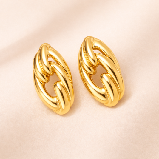 18K Gold Plated Bold Equine Stud Earrings