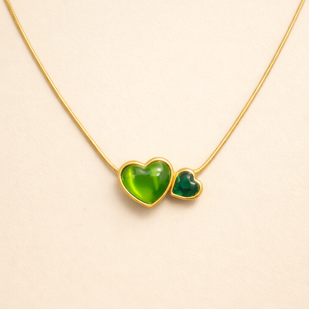 18k Gold Plated Double Heart Necklace
