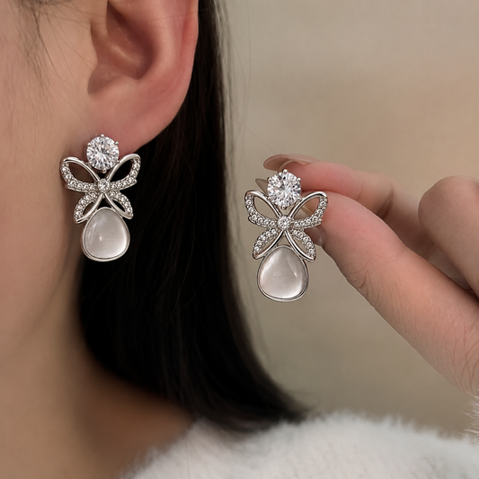 Butterfly Luxe Grey Drop Earrings